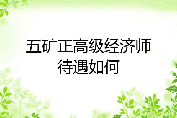 五矿正高级经济师待遇如何