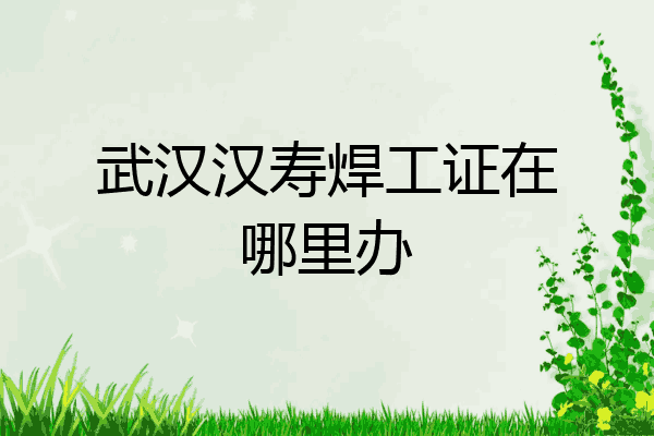 武汉汉寿焊工证在哪里办