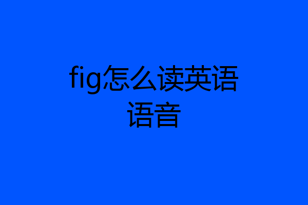 fig怎么读英语语音