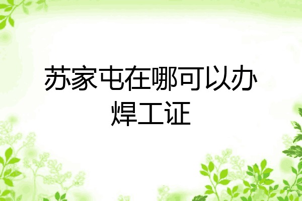 苏家屯在哪可以办焊工证