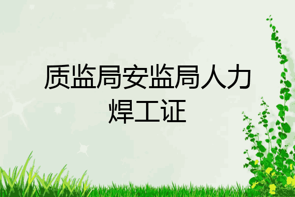 质监局安监局人力焊工证