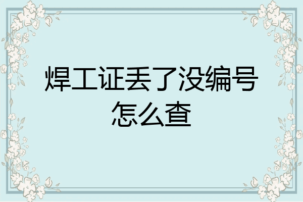焊工证丢了没编号怎么查