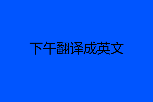 下午翻译成英文