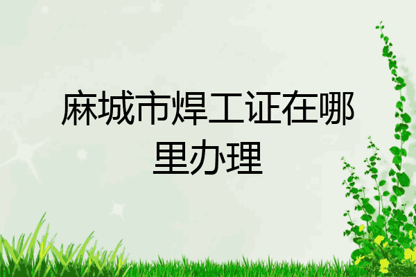 麻城市焊工证在哪里办理