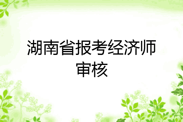 湖南省报考经济师审核