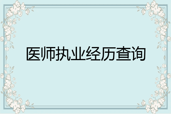 医师执业经历查询