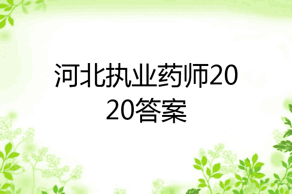 河北执业药师2020答案
