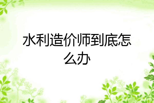 水利造价师到底怎么办