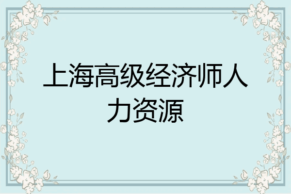 上海高级经济师人力资源