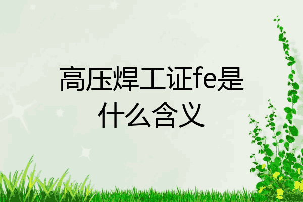 高压焊工证fe是什么含义
