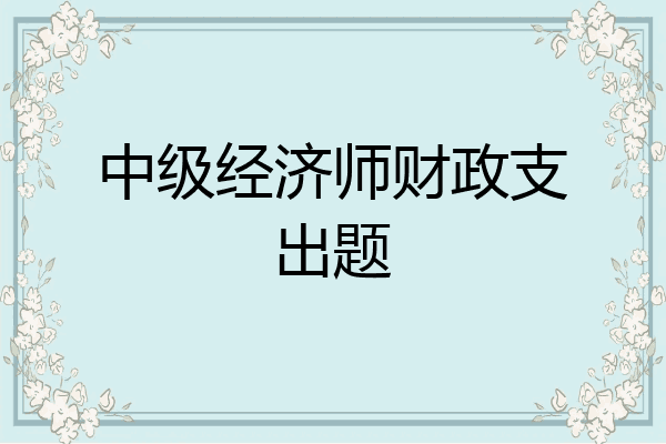 中级经济师财政支出题