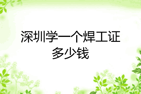 深圳学一个焊工证多少钱