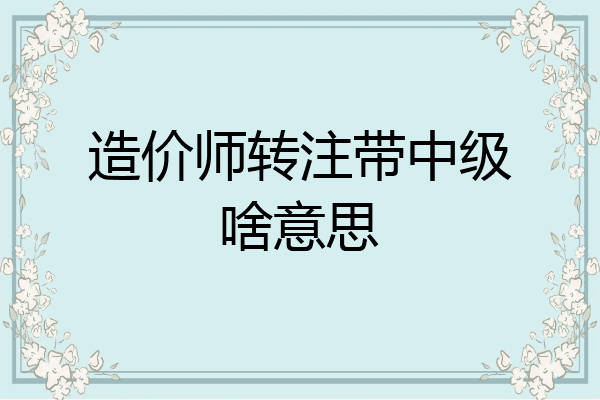 造价师转注带中级啥意思