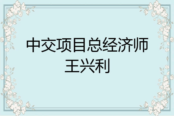 中交项目总经济师王兴利