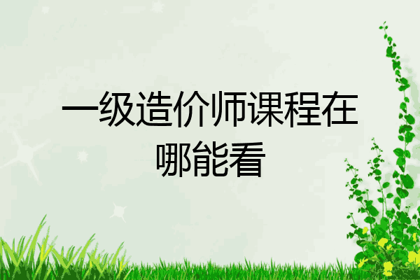 一级造价师课程在哪能看