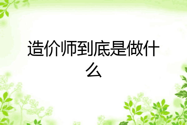 造价师到底是做什么