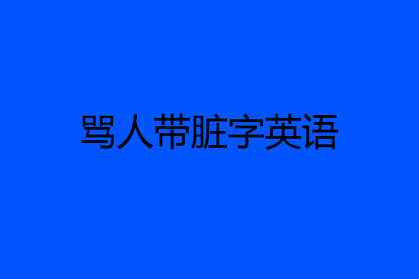 骂人带脏字英语
