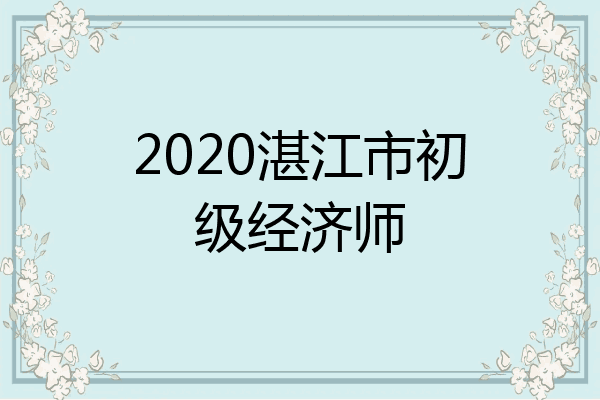 2020湛江市初级经济师