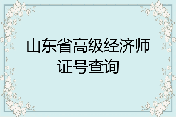 山东省高级经济师证号查询