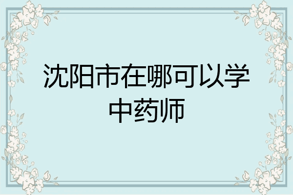 沈阳市在哪可以学中药师