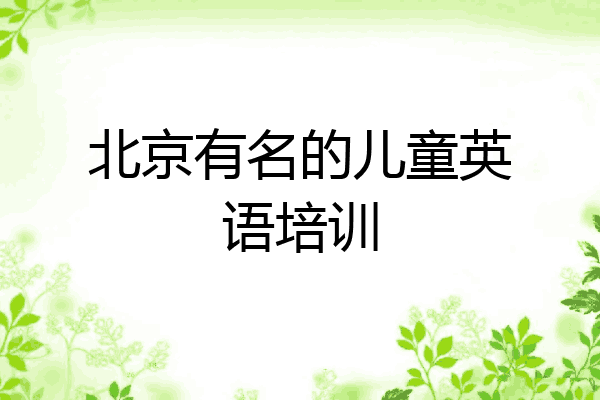 北京有名的儿童英语培训