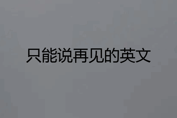 只能说再见的英文