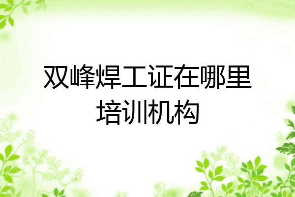 双峰焊工证在哪里培训机构