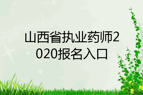 山西省执业药师2020报名入口