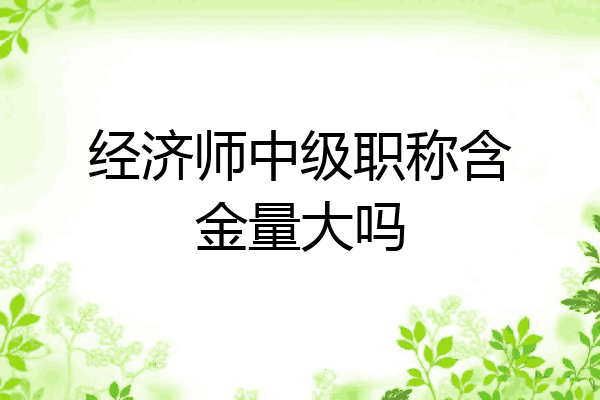经济师中级职称含金量大吗