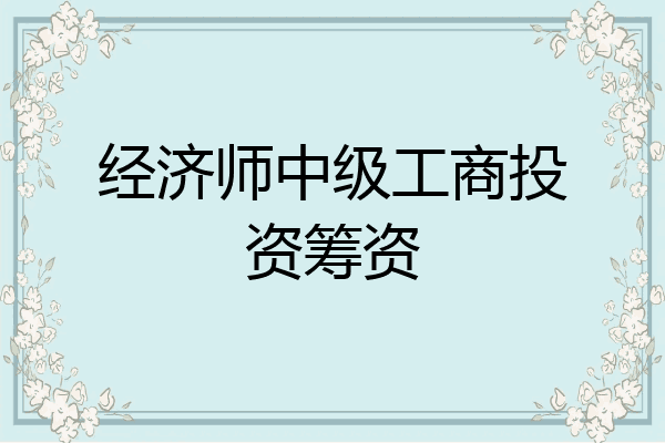 经济师中级工商投资筹资