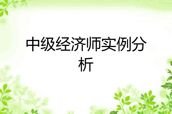 中级经济师实例分析