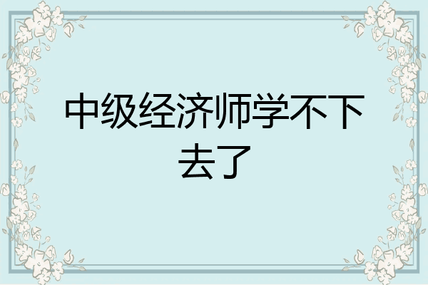 中级经济师学不下去了