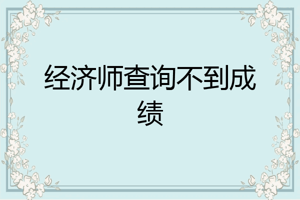 经济师查询不到成绩