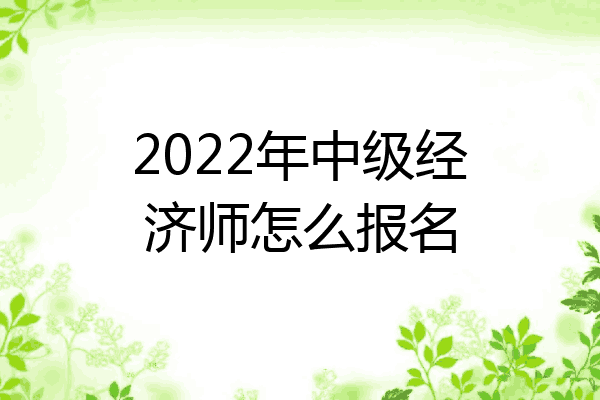 2022年中级经济师怎么报名