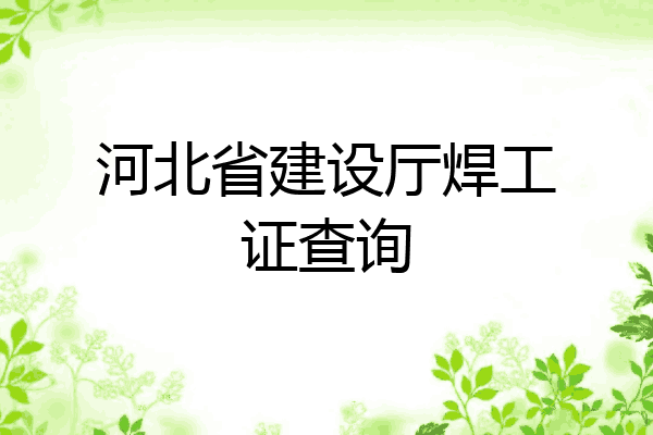 河北省建设厅焊工证查询