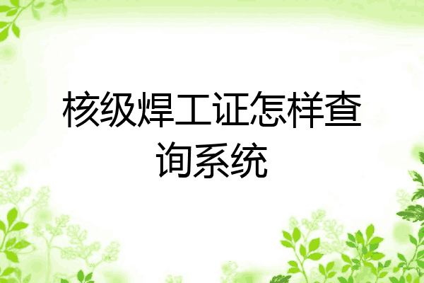 核级焊工证怎样查询系统