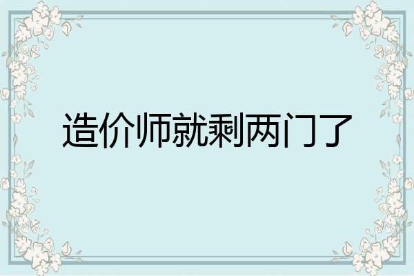 造价师就剩两门了