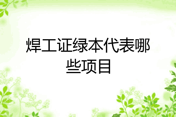 焊工证绿本代表哪些项目