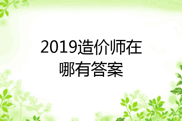 2019造价师在哪有答案