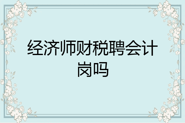 经济师财税聘会计岗吗