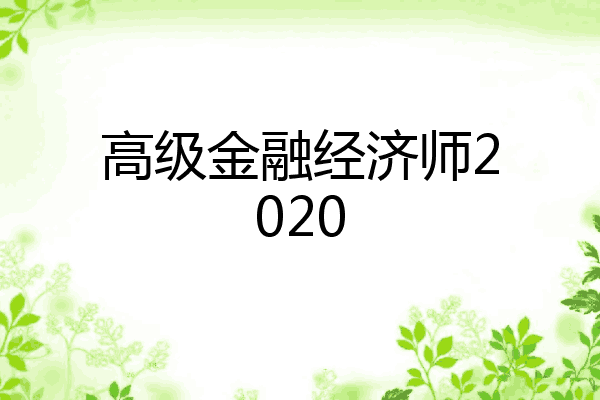 高级金融经济师2020