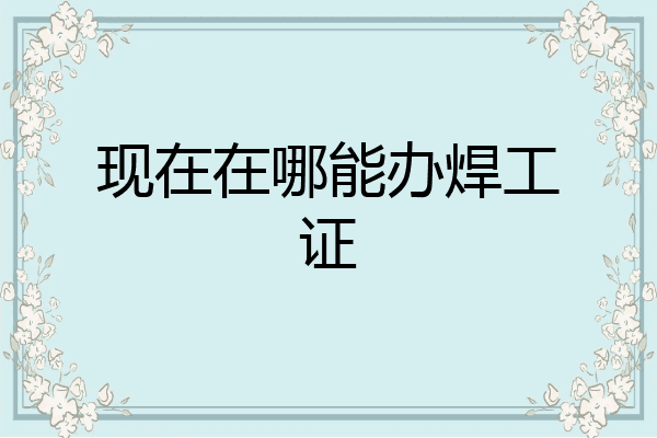 现在在哪能办焊工证