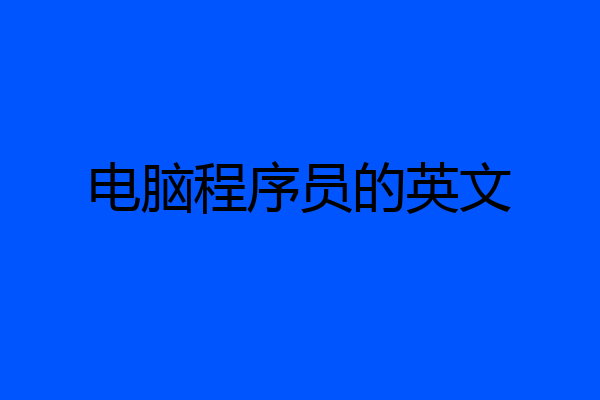 电脑程序员的英文