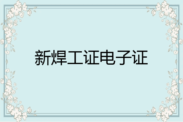 新焊工证电子证