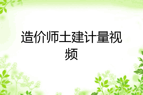 造价师土建计量视频