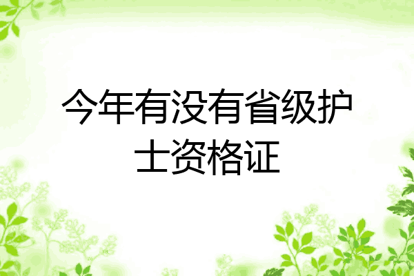 今年有没有省级护士资格证
