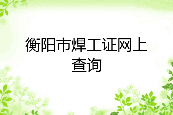 衡阳市焊工证网上查询