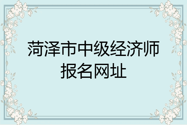 菏泽市中级经济师报名网址