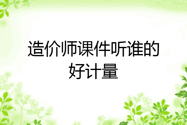 造价师课件听谁的好计量