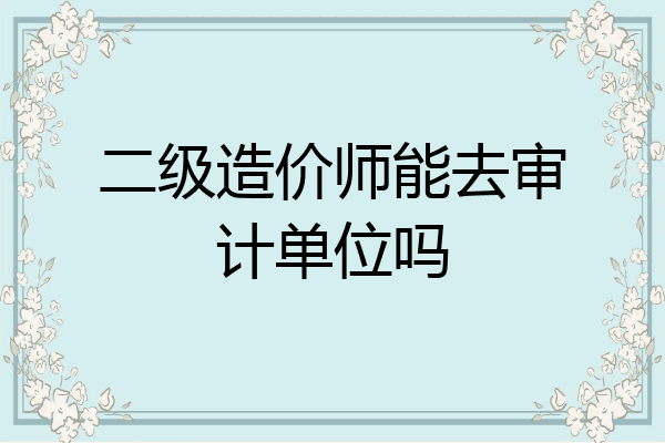 二级造价师能去审计单位吗